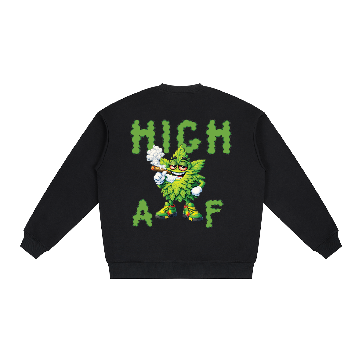 High AF Smoke – Mascot Oversized Drop Shoulder Crewneck Sweatshirt (Rear Print)