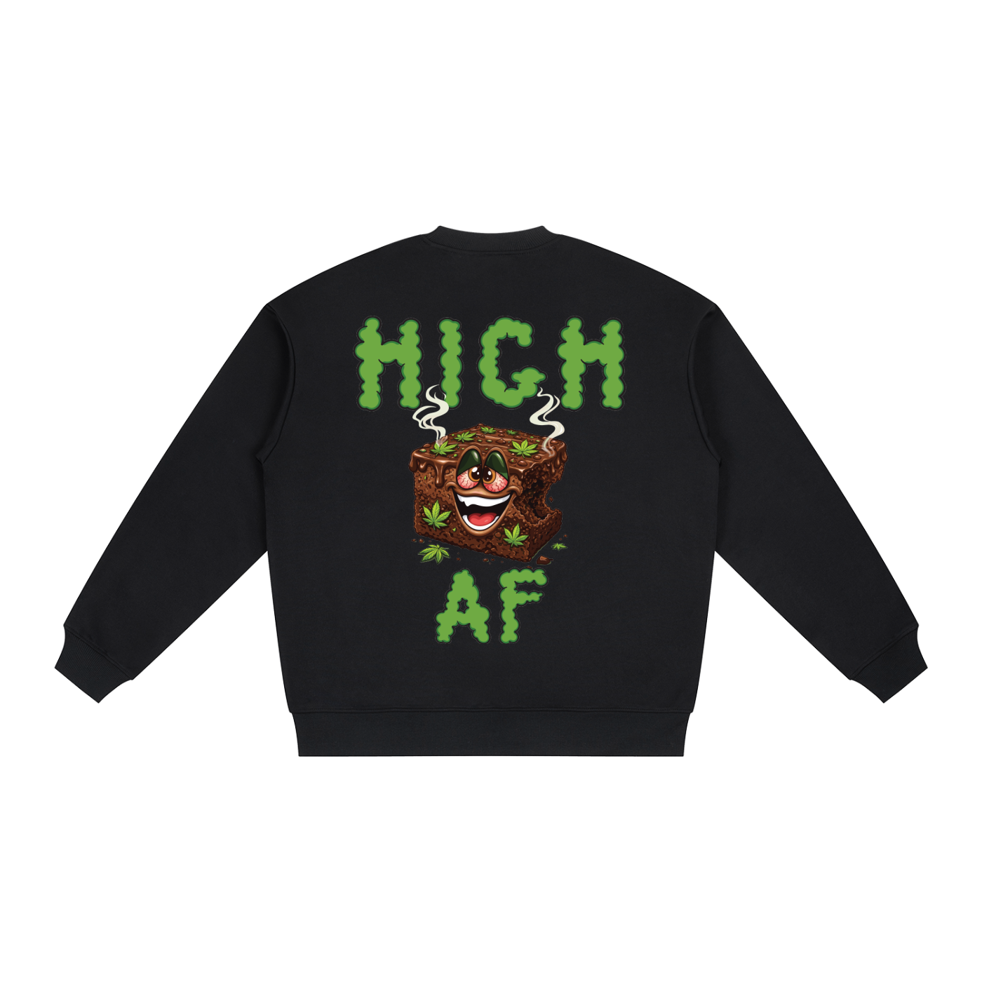 High AF Brownie – Mascot Oversized Drop Shoulder Crewneck Sweatshirt (Rear Print)