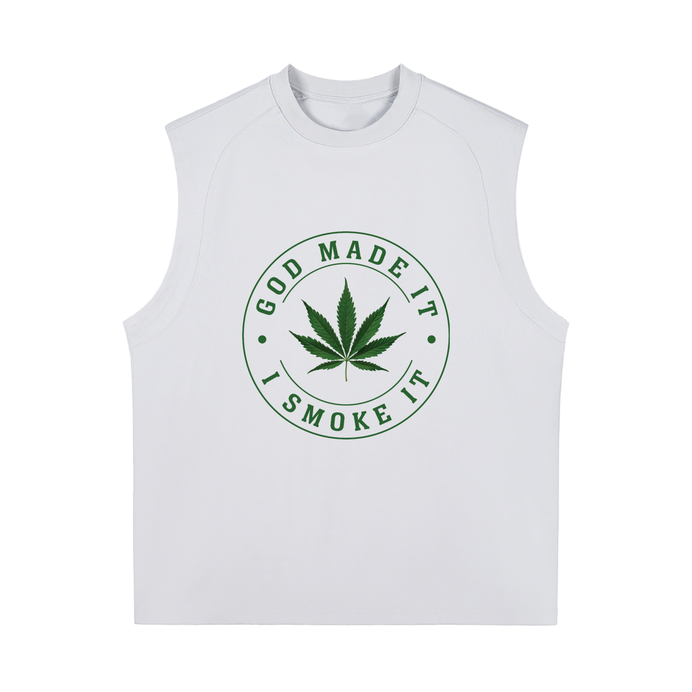 God Made It, I Smoke It – Sorona Quick-Dry Cooling Tank Top (Front Print)