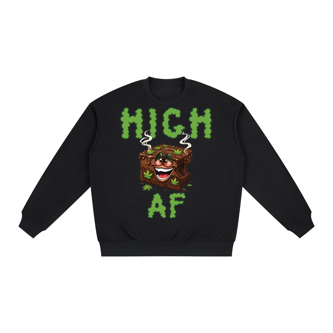 High AF Brownie – Mascot Oversized Drop Shoulder Crewneck Sweatshirt (Front Print)