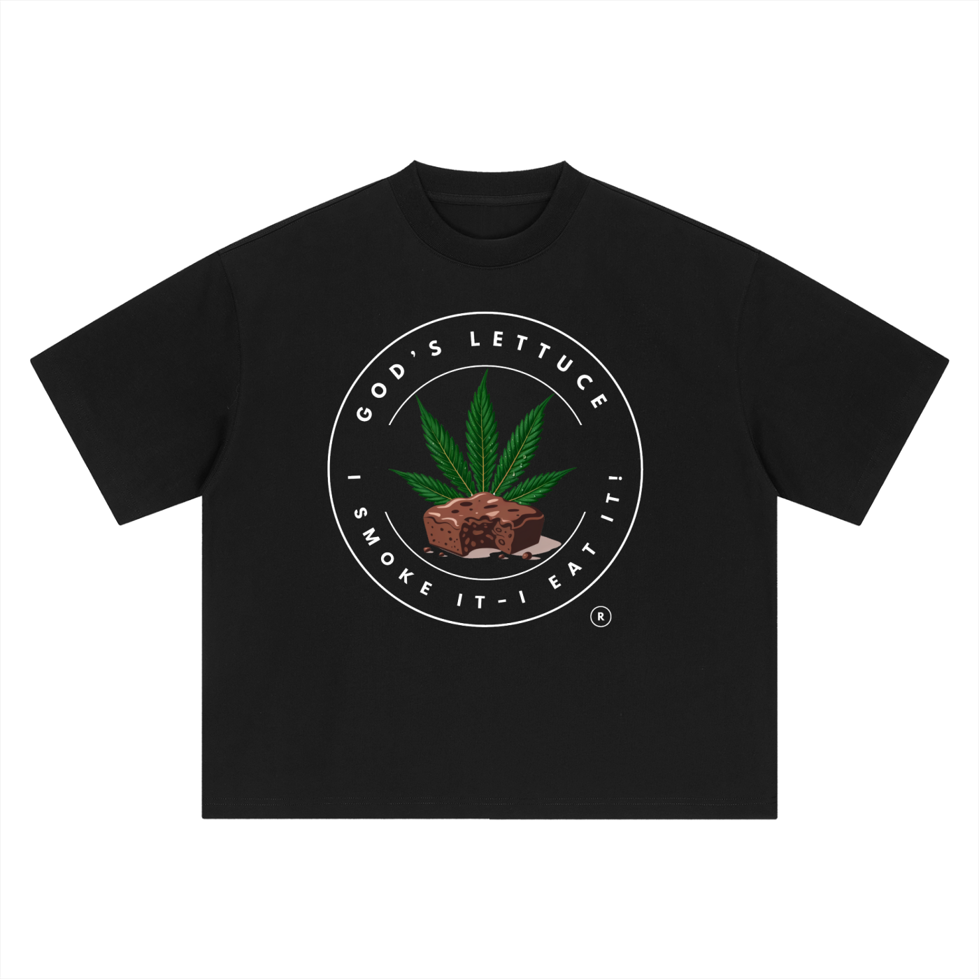 God’s Lettuce Signature Logo – White Logo Boxy Oversized T-Shirt (Front Print)