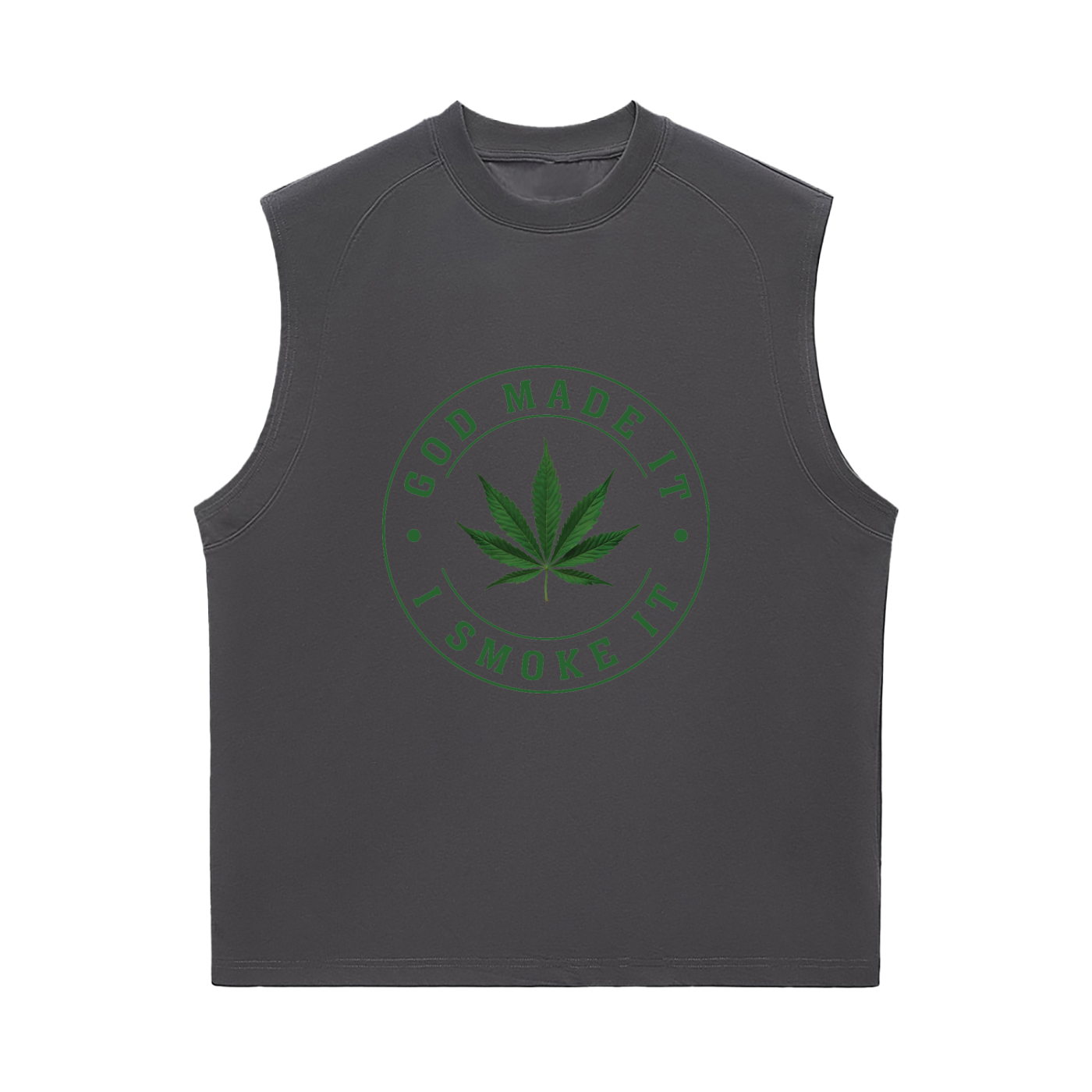 God Made It, I Smoke It – Sorona Quick-Dry Cooling Tank Top (Front Print)