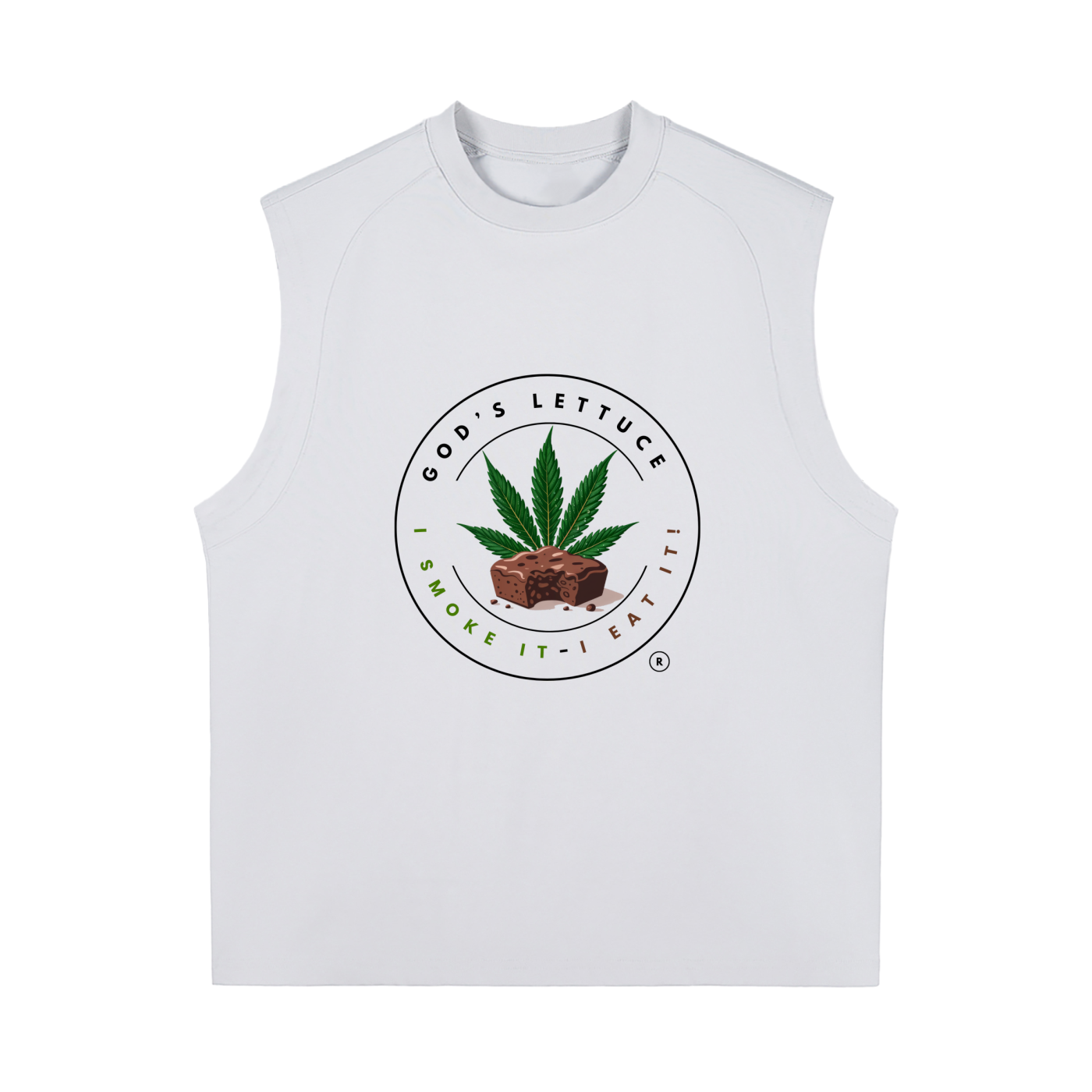 God’s Lettuce Signature Logo – White Sorona Cooling Performance Tank (Front Print)