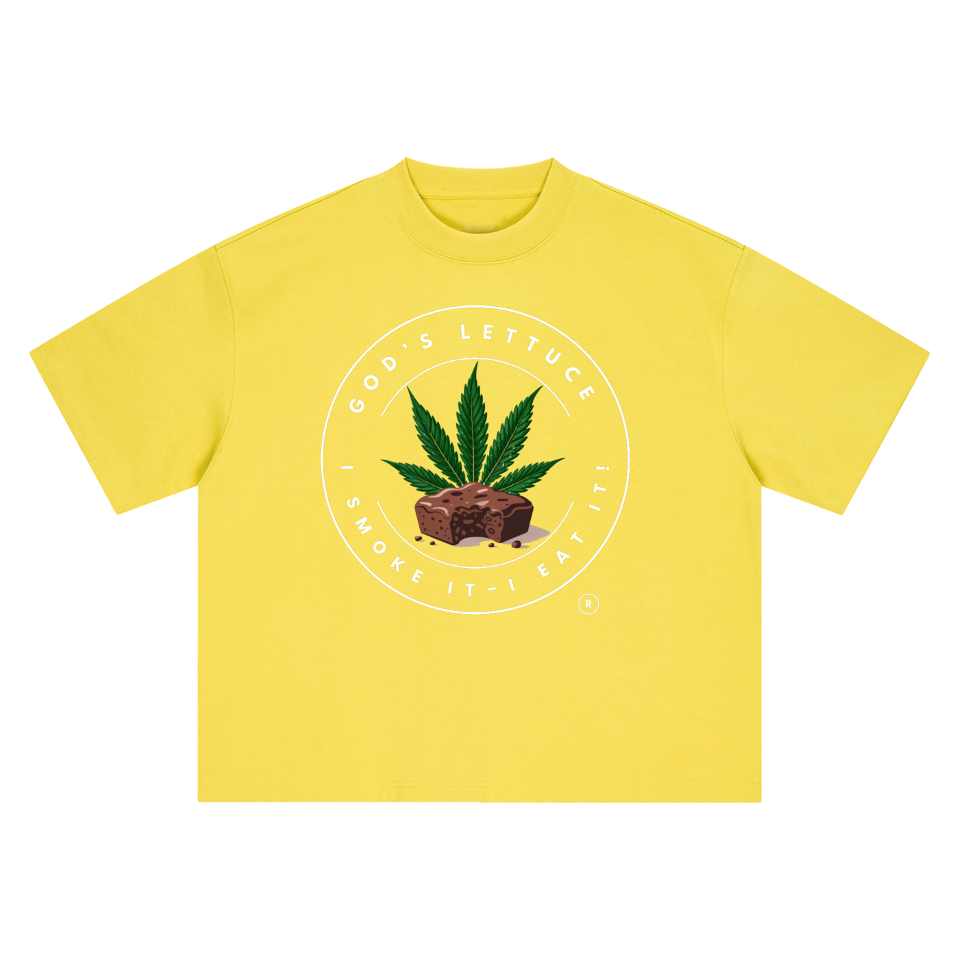 God’s Lettuce Signature Logo – White Logo Boxy Oversized T-Shirt (Front Print)
