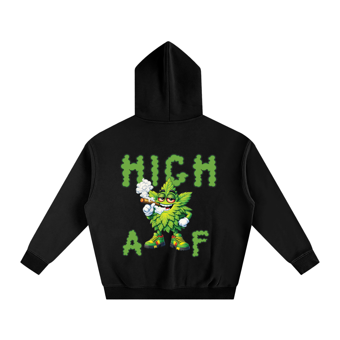 High AF Smoke – Mascot Oversized Fleeced Hoodie (Rear Print)