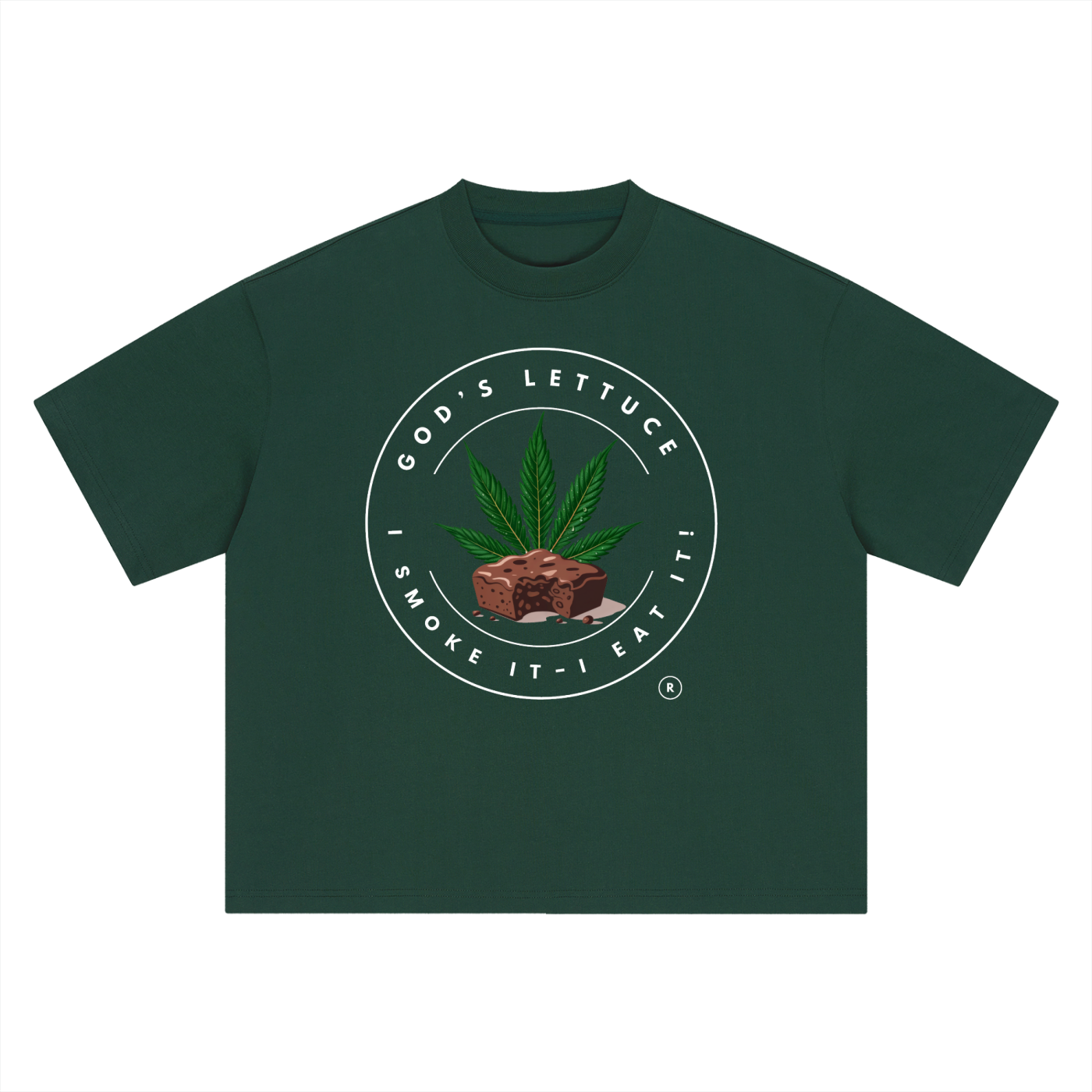 God’s Lettuce Signature Logo – White Logo Boxy Oversized T-Shirt (Front Print)