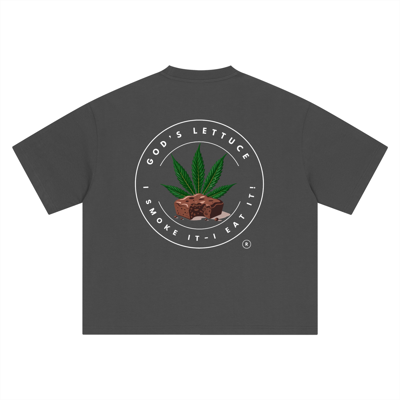 God’s Lettuce Signature Logo – White Logo Boxy Oversized T-Shirt (Back Print)