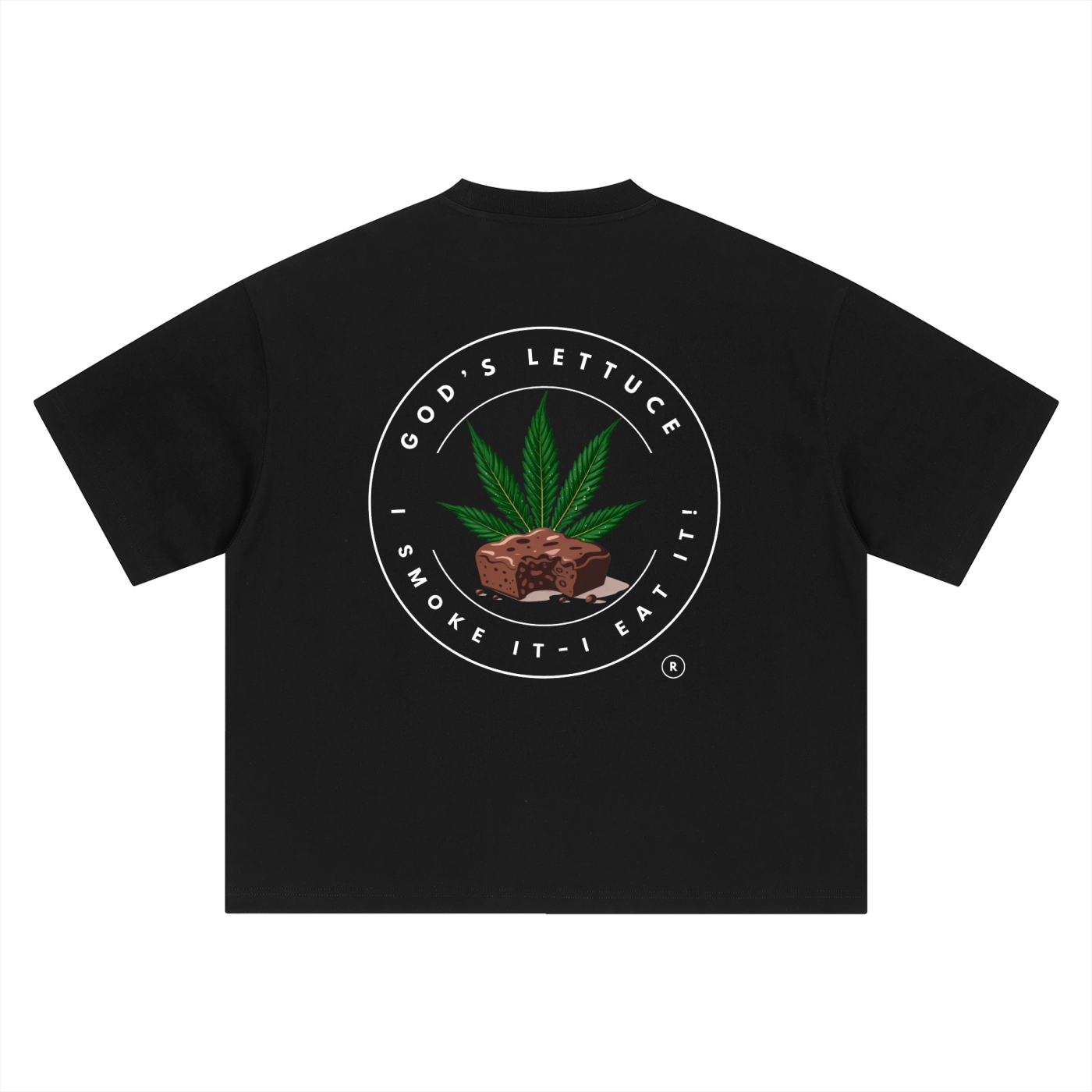 God’s Lettuce Signature Logo – White Logo Boxy Oversized T-Shirt (Back Print)