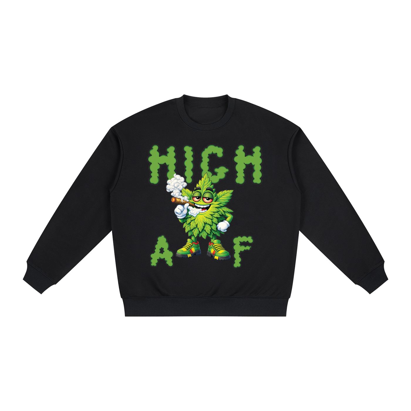 High AF Smoke – Mascot Oversized Drop Shoulder Crewneck Sweatshirt (Front Print)