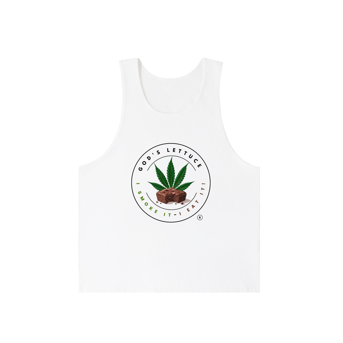 God’s Lettuce Signature Logo – White Loose Tank Top (Front Print)