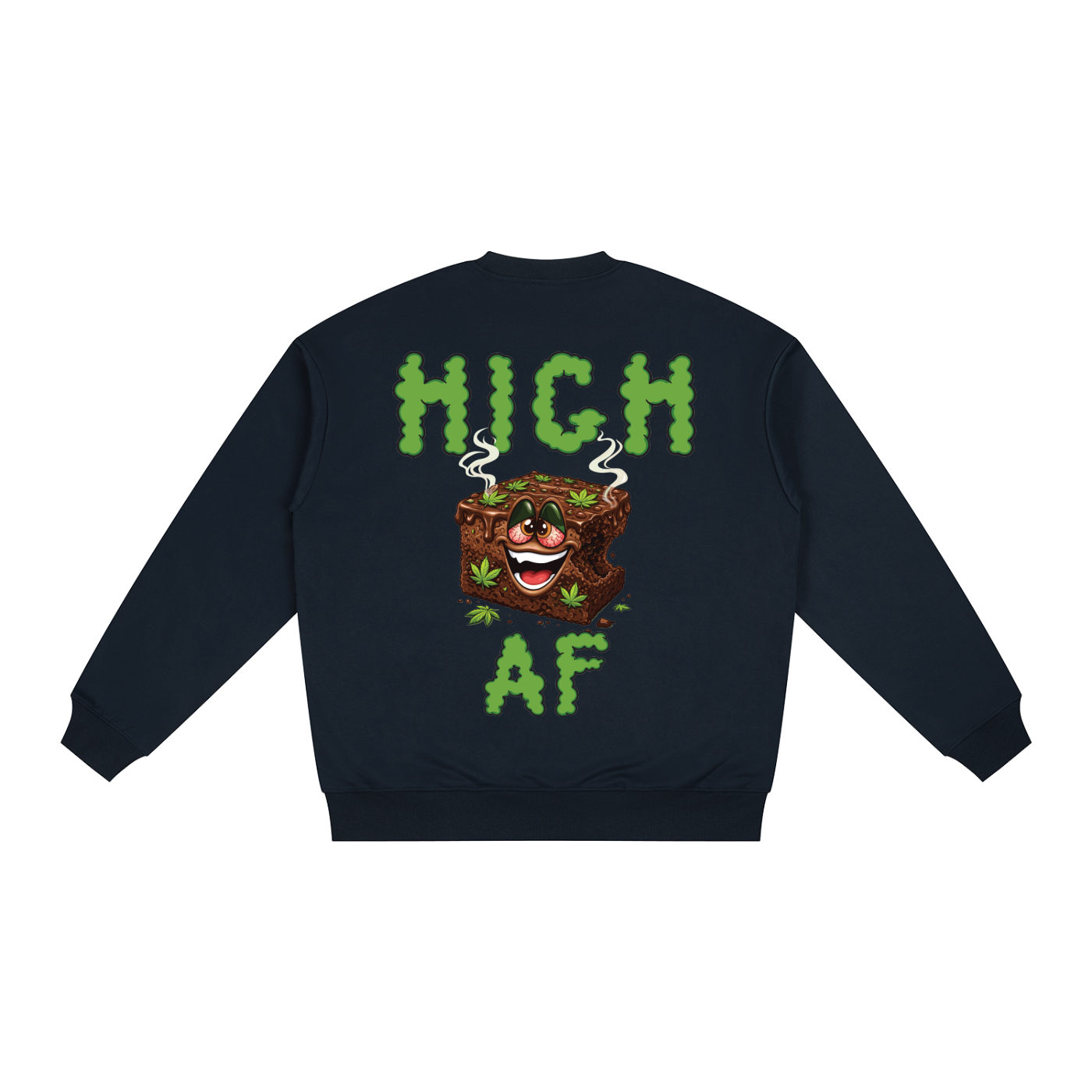 High AF Brownie – Mascot Oversized Drop Shoulder Crewneck Sweatshirt (Rear Print)