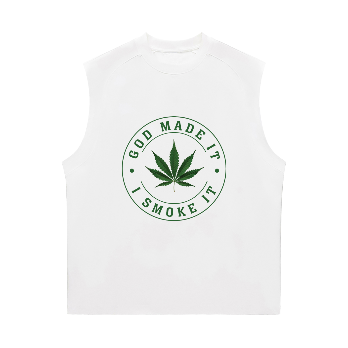 God Made It, I Smoke It – Sorona Quick-Dry Cooling Tank Top (Front Print)
