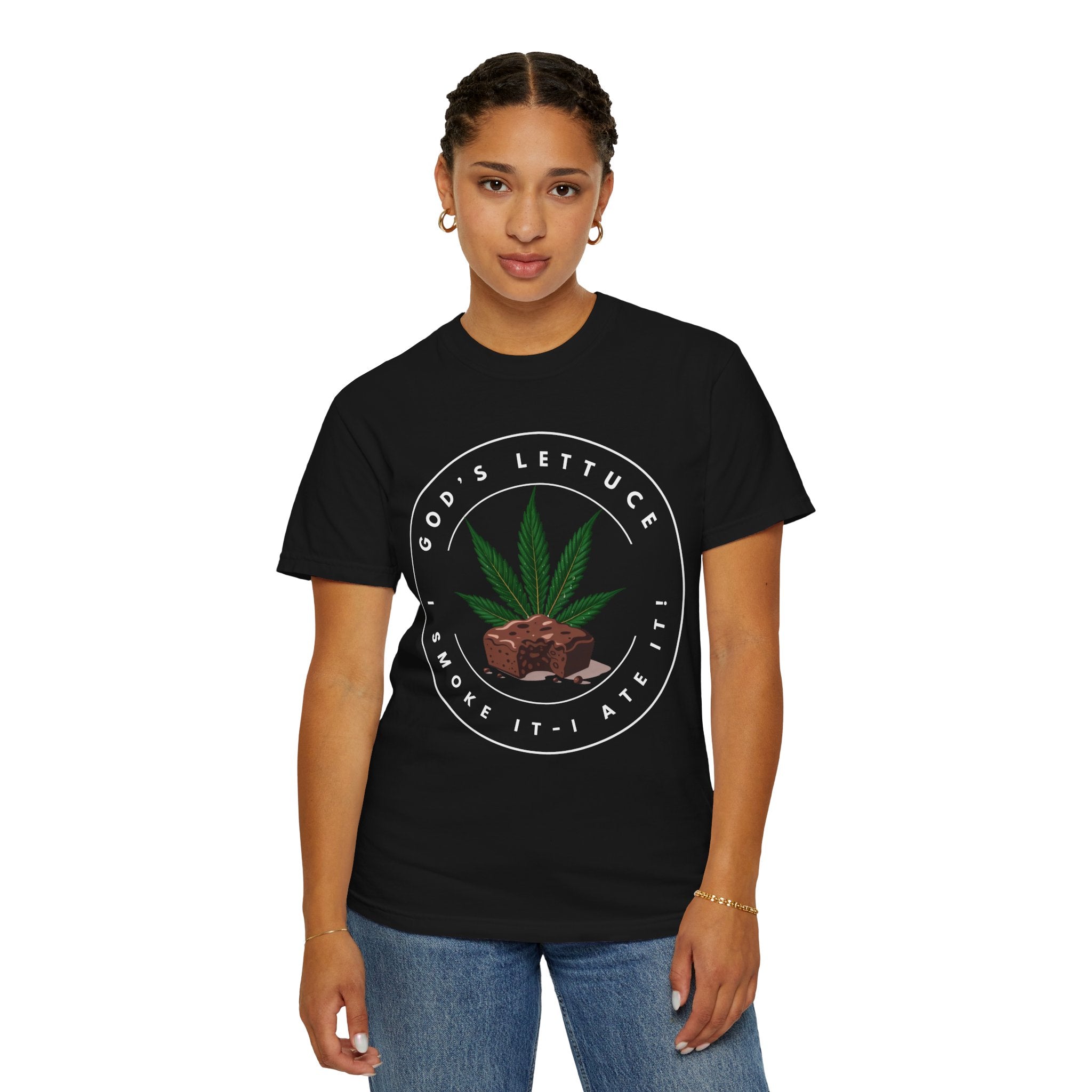 T-Shirt — "God's Lettuce" Cannabis Brownie Graphic Tee