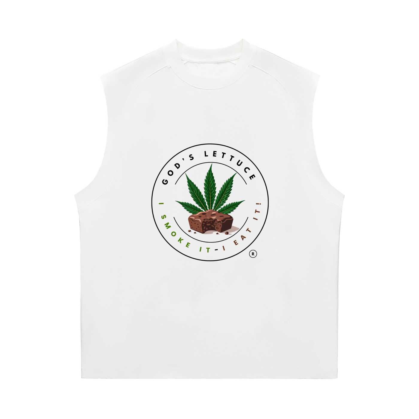 God’s Lettuce Signature Logo – White Sorona Cooling Performance Tank (Front Print)