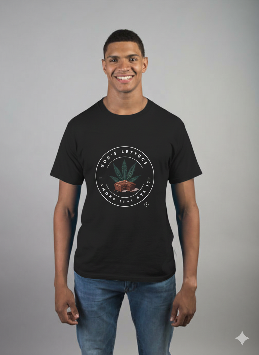 T-Shirt — "God's Lettuce" Cannabis Brownie Graphic Tee
