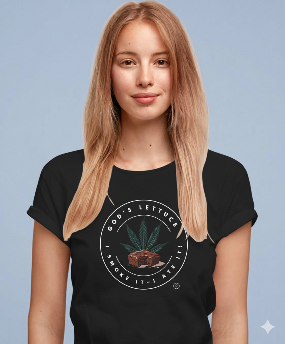 T-Shirt — "God's Lettuce" Cannabis Brownie Graphic Tee