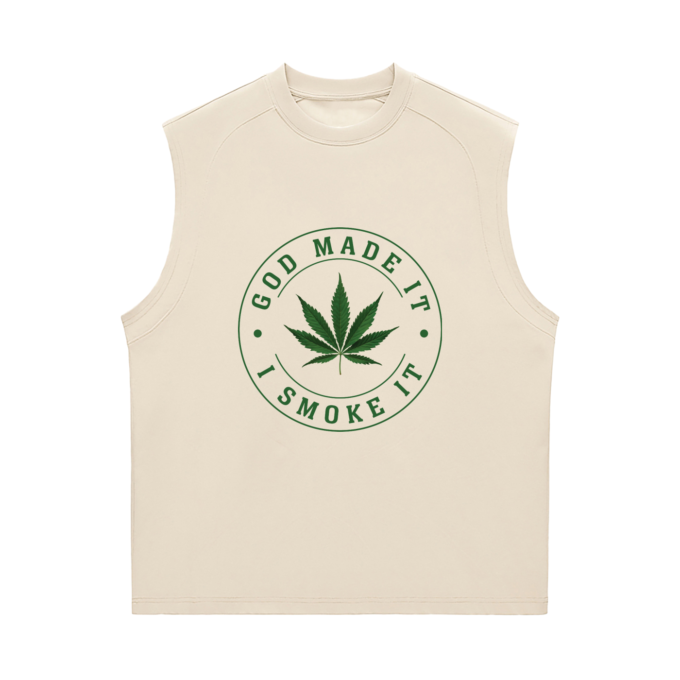 God Made It, I Smoke It – Sorona Quick-Dry Cooling Tank Top (Front Print)