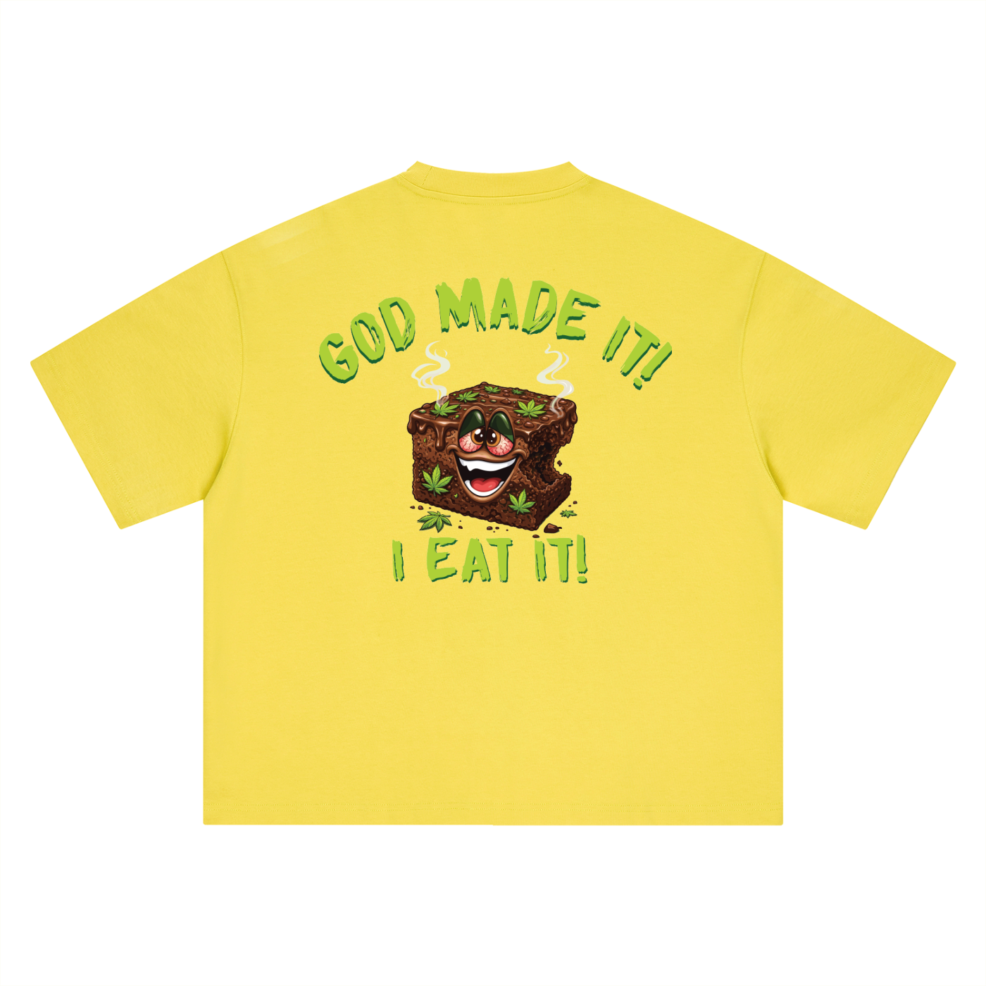 God Made It, I Eat It – Brownie Character Boxy Oversized T-Shirt (Rear Print)