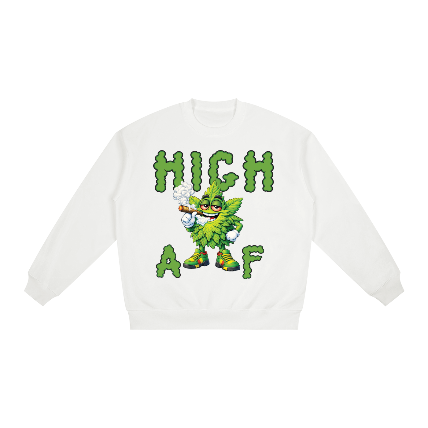 High AF Smoke – Mascot Oversized Drop Shoulder Crewneck Sweatshirt (Front Print)