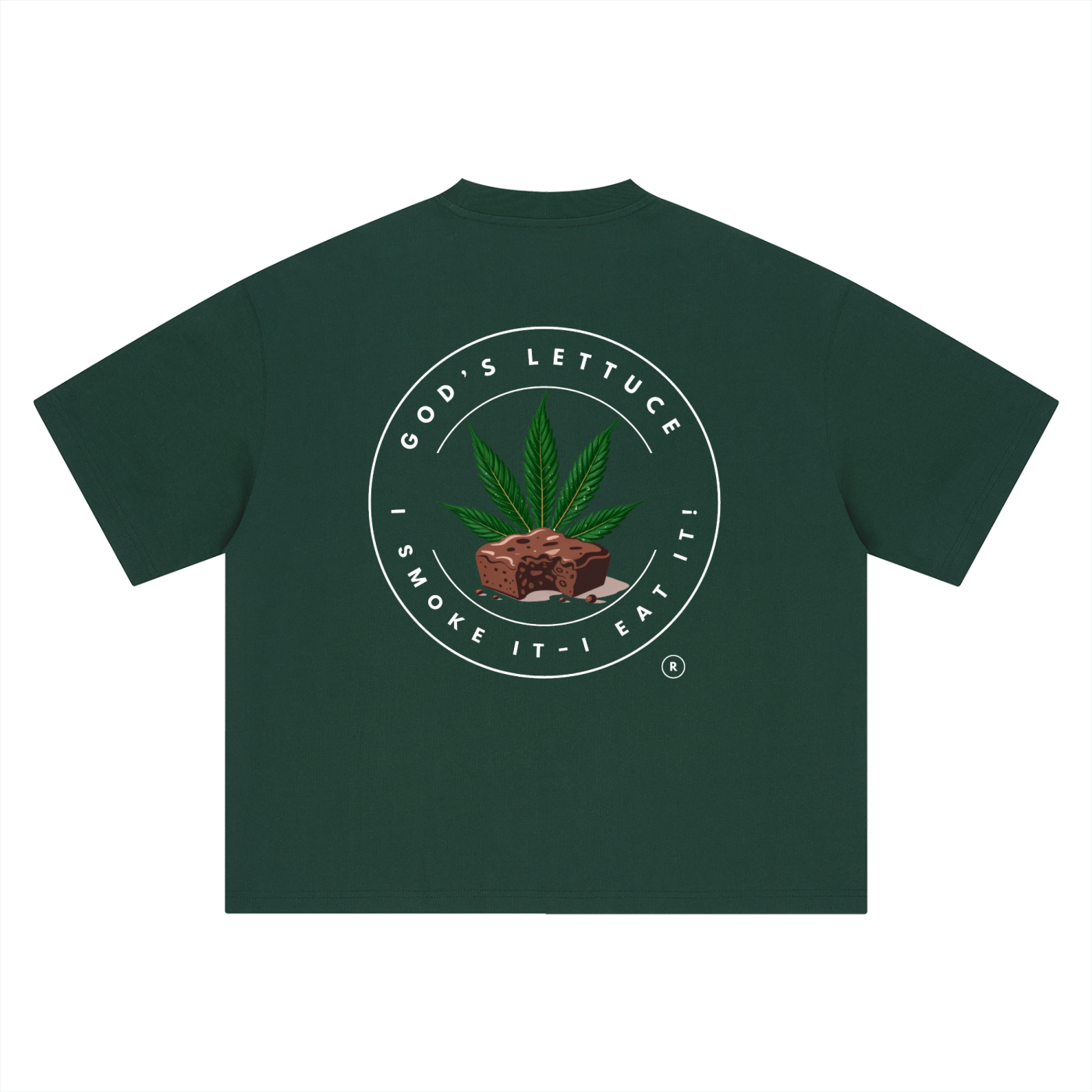 God’s Lettuce Signature Logo – White Logo Boxy Oversized T-Shirt (Back Print)
