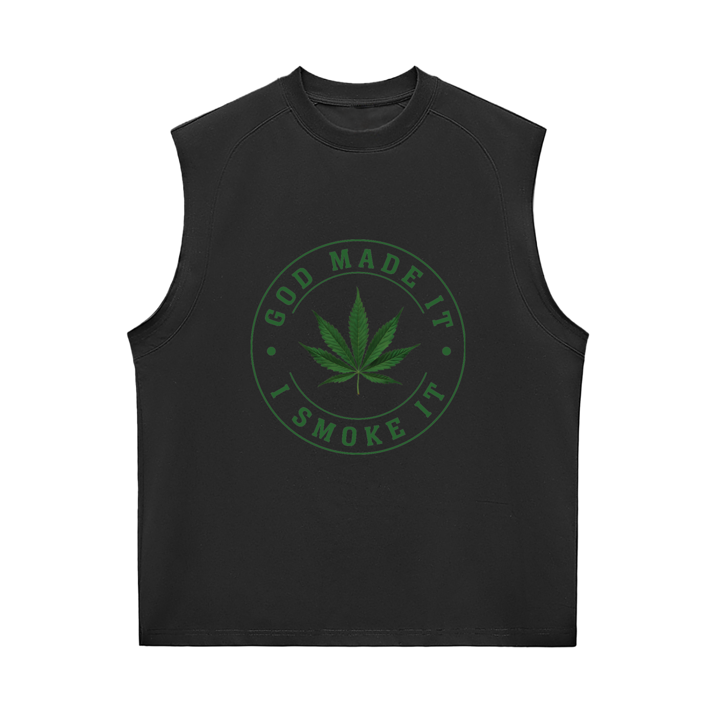 God Made It, I Smoke It – Sorona Quick-Dry Cooling Tank Top (Front Print)
