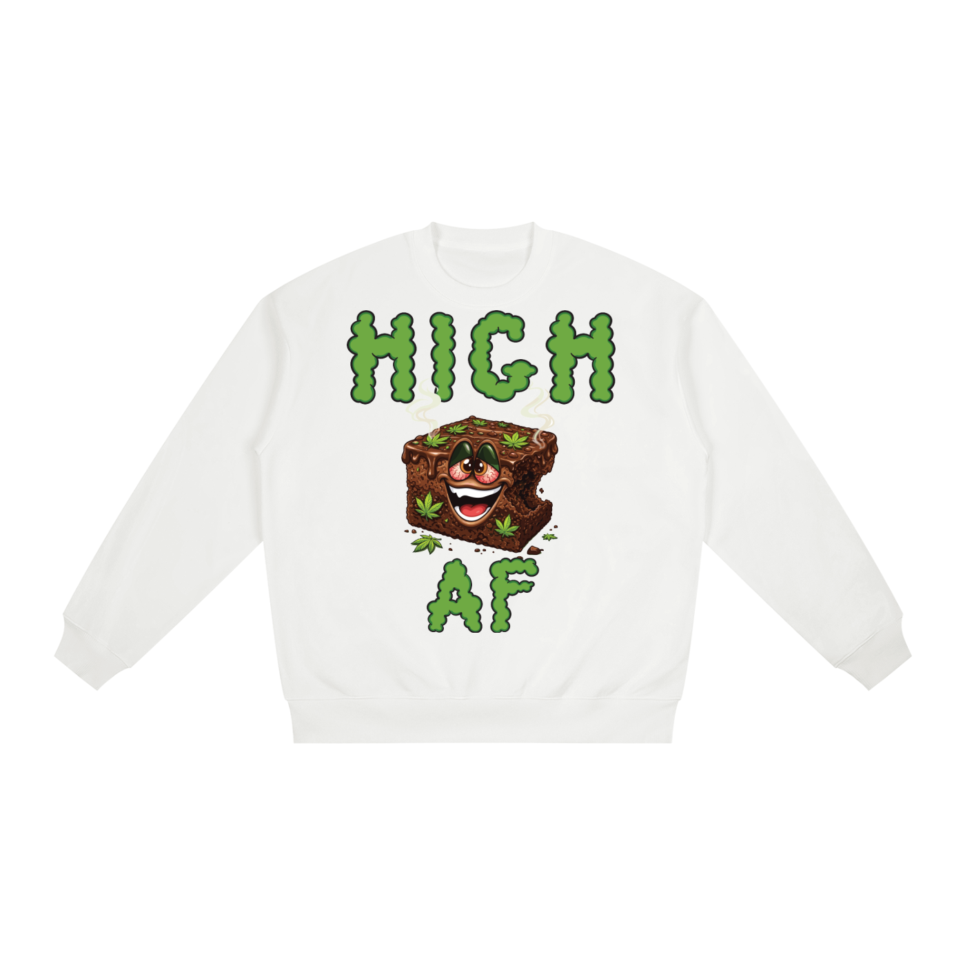 High AF Brownie – Mascot Oversized Drop Shoulder Crewneck Sweatshirt (Front Print)
