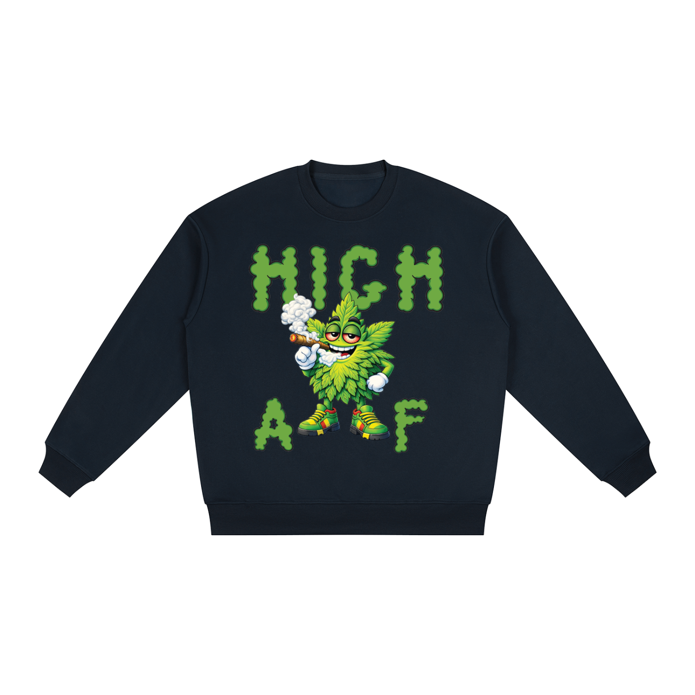 High AF Smoke – Mascot Oversized Drop Shoulder Crewneck Sweatshirt (Front Print)