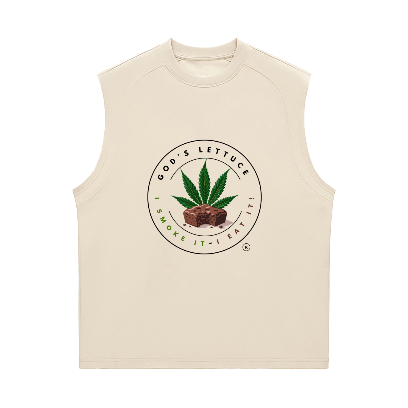 God’s Lettuce Signature Logo – White Sorona Cooling Performance Tank (Front Print)