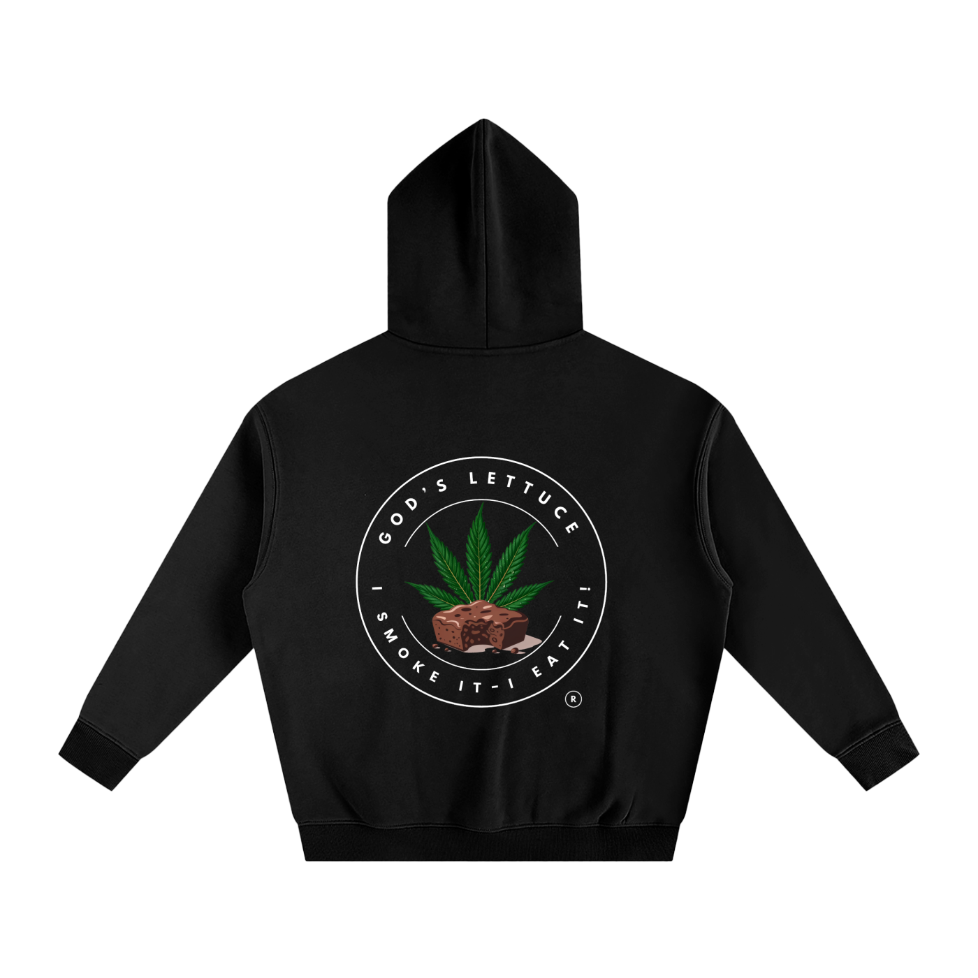 God’s Lettuce Signature Logo – Dark Colored Oversized Fleeced Hoodies  (Rear Print)