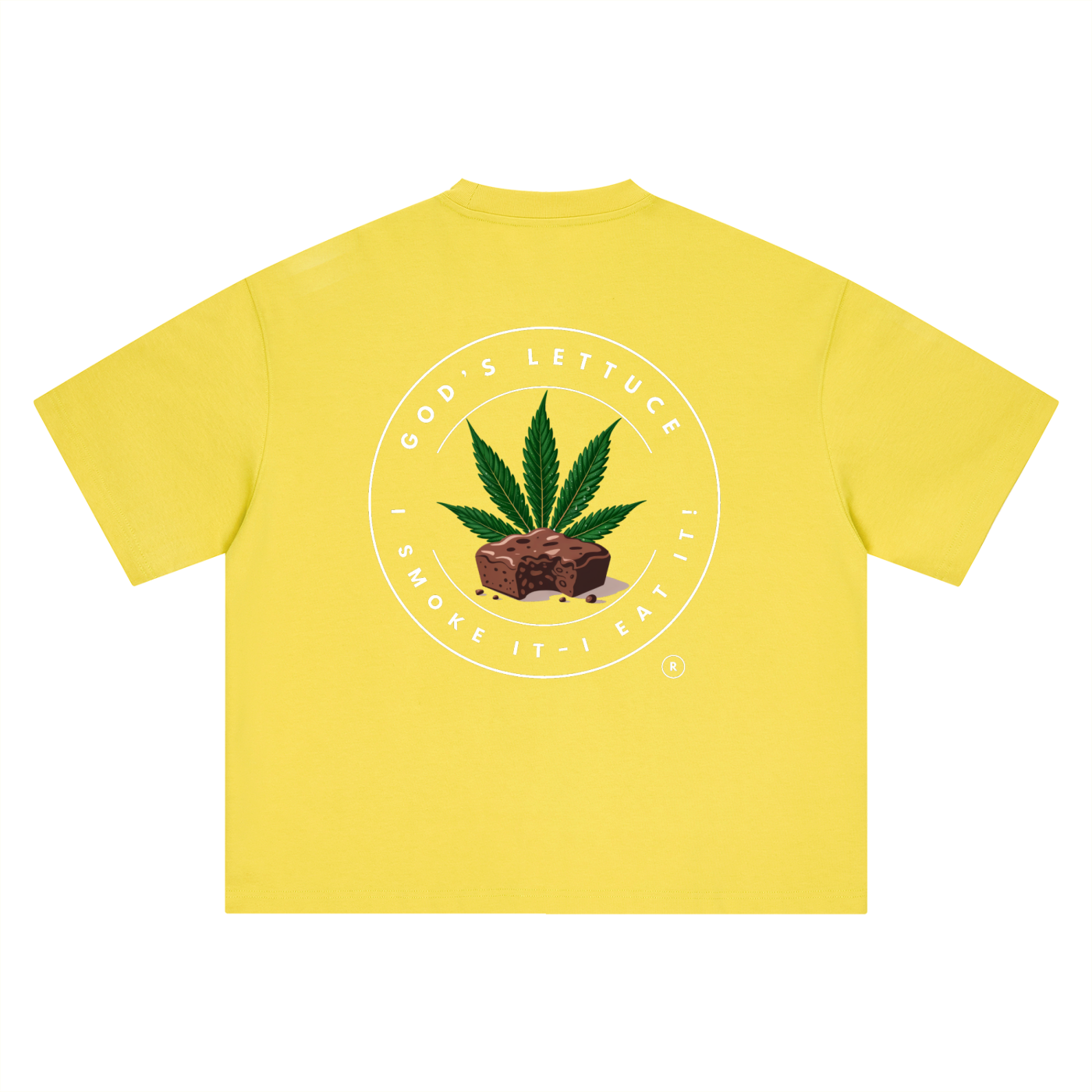 God’s Lettuce Signature Logo – White Logo Boxy Oversized T-Shirt (Back Print)