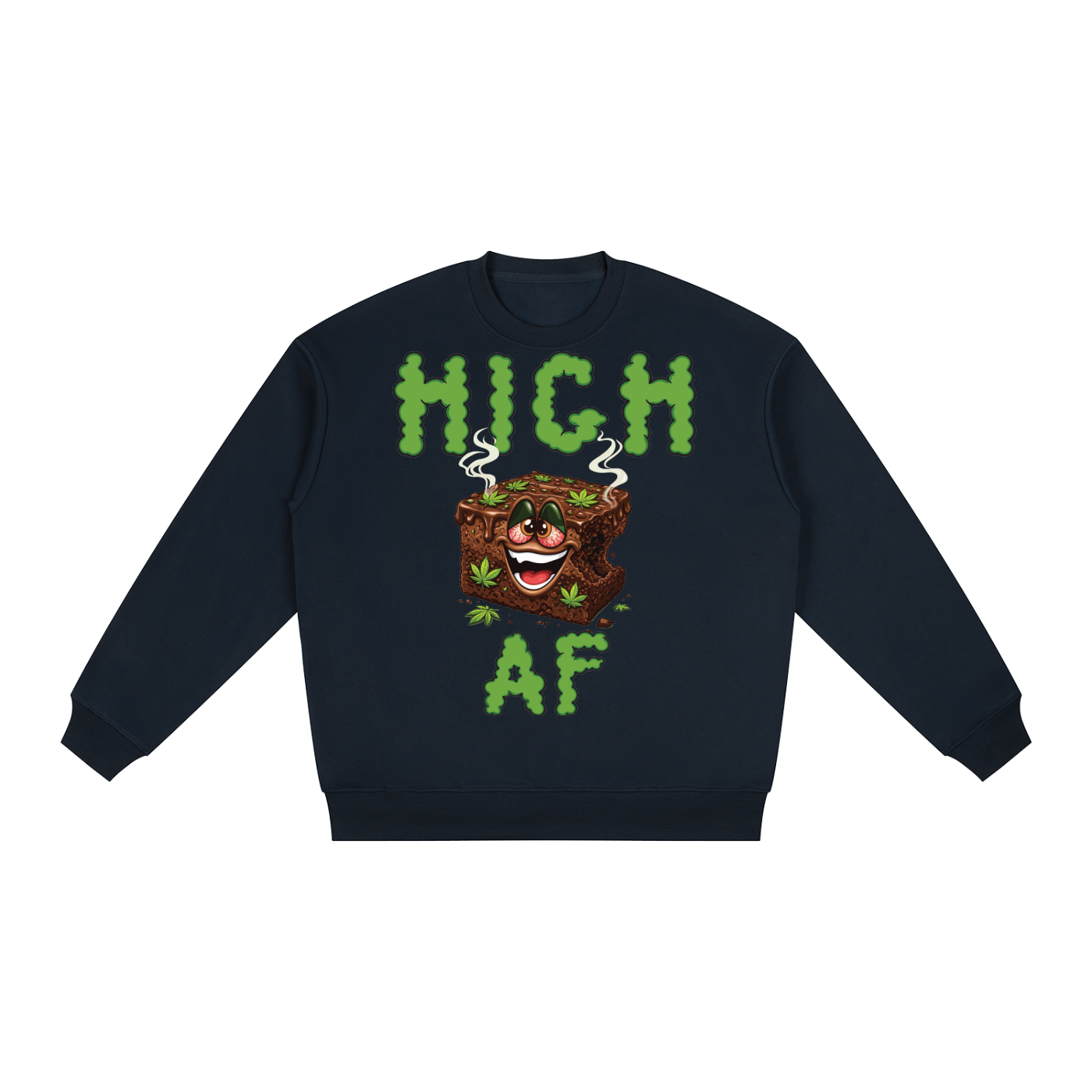 High AF Brownie – Mascot Oversized Drop Shoulder Crewneck Sweatshirt (Front Print)