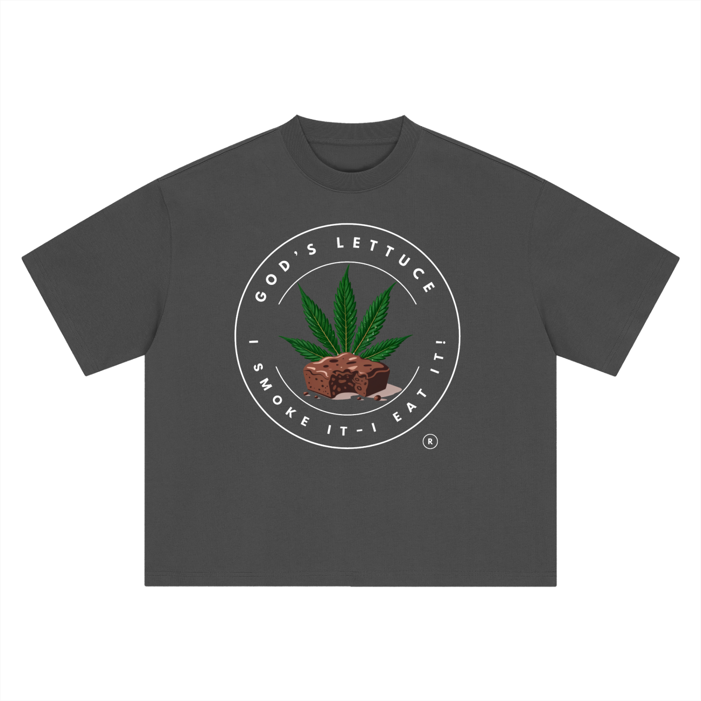 God’s Lettuce Signature Logo – White Logo Boxy Oversized T-Shirt (Front Print)