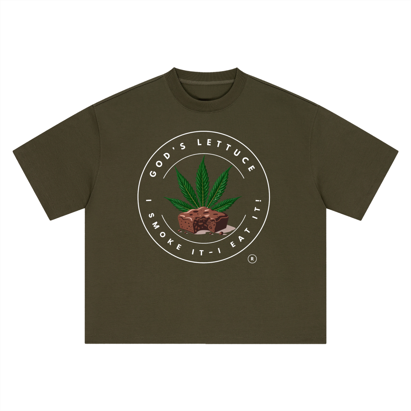 God’s Lettuce Signature Logo – White Logo Boxy Oversized T-Shirt (Front Print)